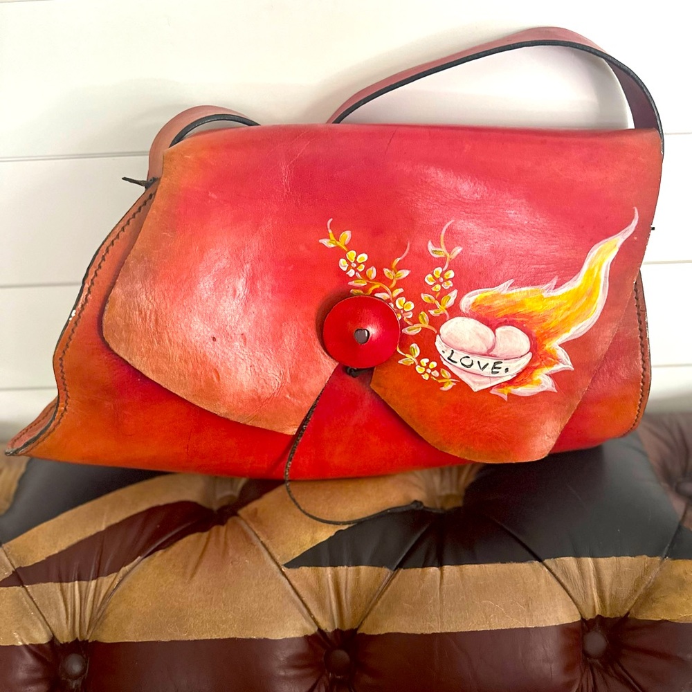 Flame Red Artistic Shoulder Bag